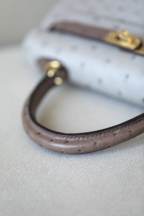 Kelly HSS 25 Ostrich Etoupe(18) and Beton(8L)  Gold Hardware - Image 10