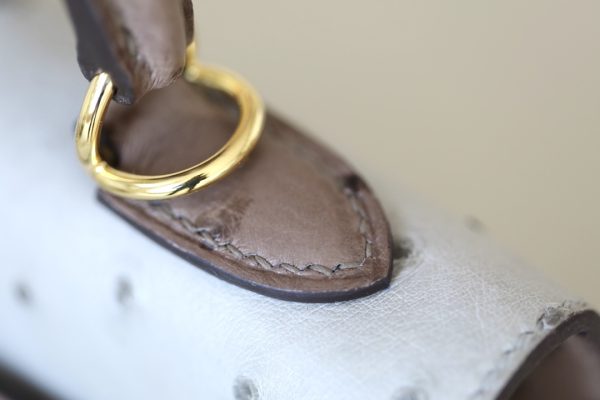 Kelly HSS 25 Ostrich Etoupe(18) and Beton(8L)  Gold Hardware - Image 9