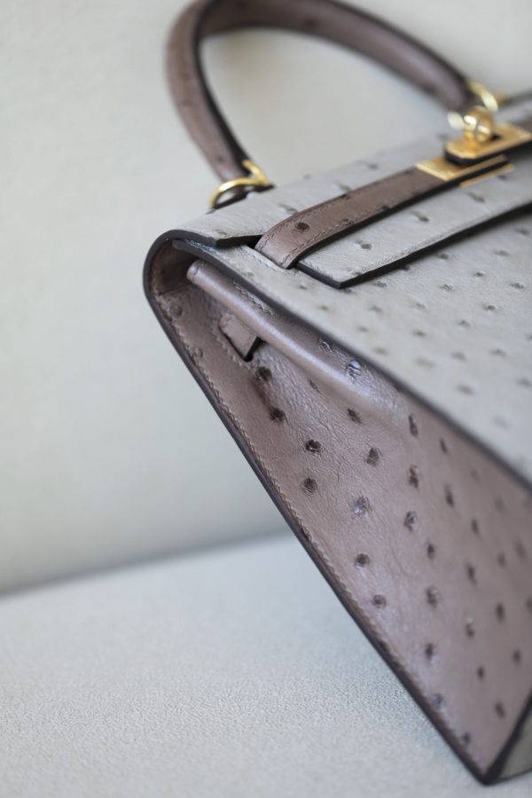Kelly HSS 25 Ostrich Etoupe(18) and Beton(8L)  Gold Hardware - Image 8