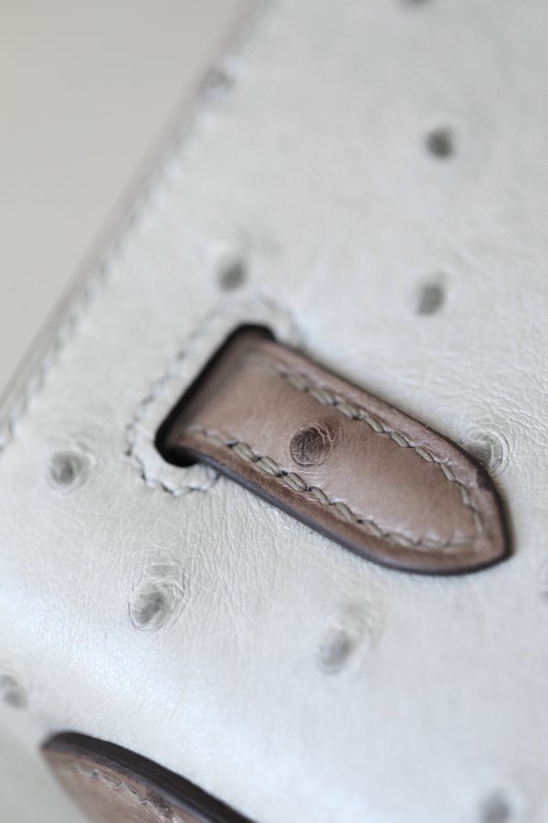 Kelly HSS 25 Ostrich Etoupe(18) and Beton(8L)  Gold Hardware - Image 6