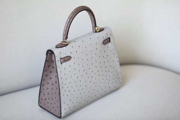 Kelly HSS 25 Ostrich Etoupe(18) and Beton(8L)  Gold Hardware - Image 3