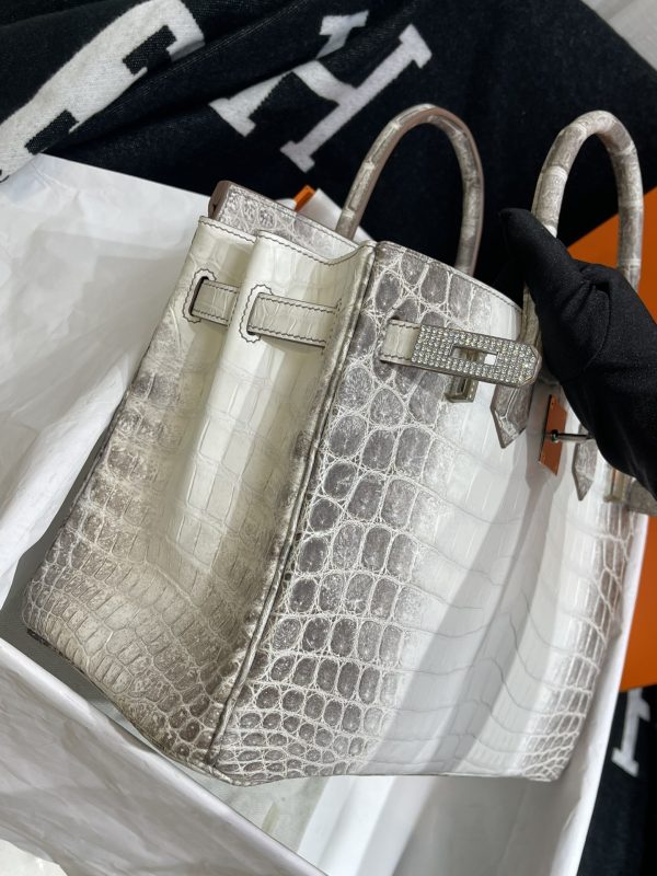 Birkin Himalayan Crocodile 25 Diamond Palladium Hardware - Image 9
