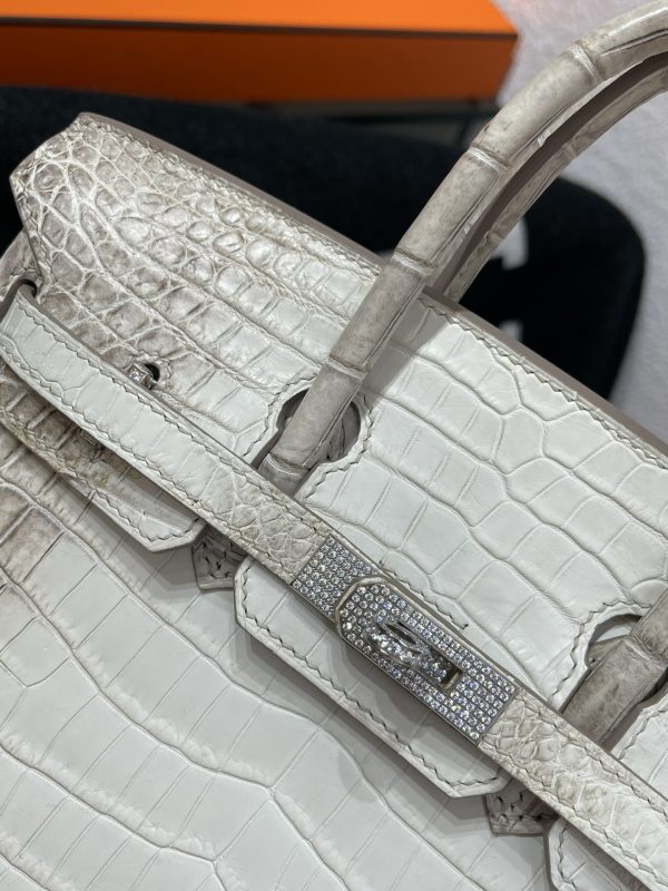 Birkin Himalayan Crocodile 25 Diamond Palladium Hardware - Image 10