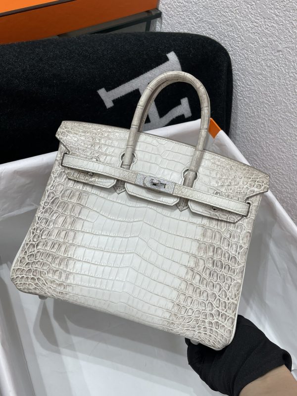Birkin Himalayan Crocodile 25 Diamond Palladium Hardware - Image 11