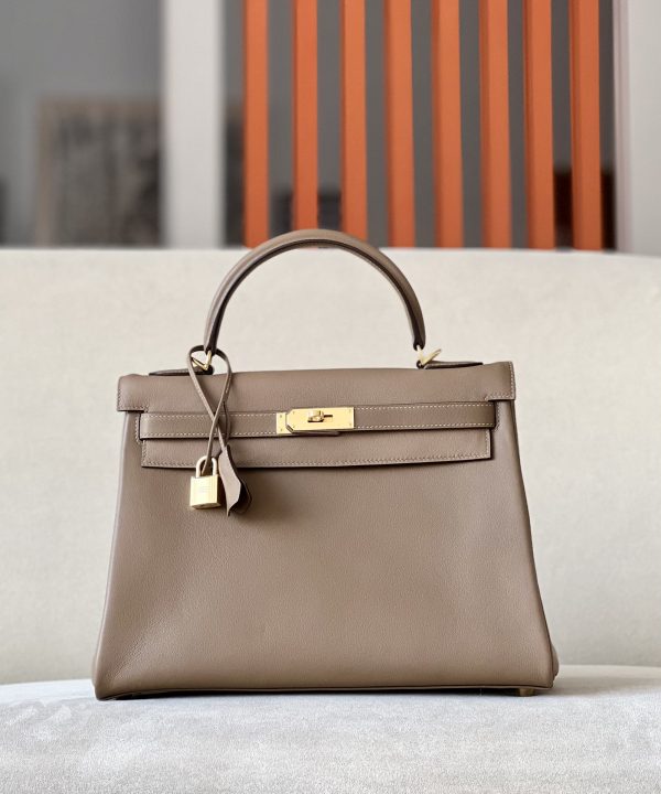 Kelly 35 Swift Beige De Weimar (D0) Gold Hardware