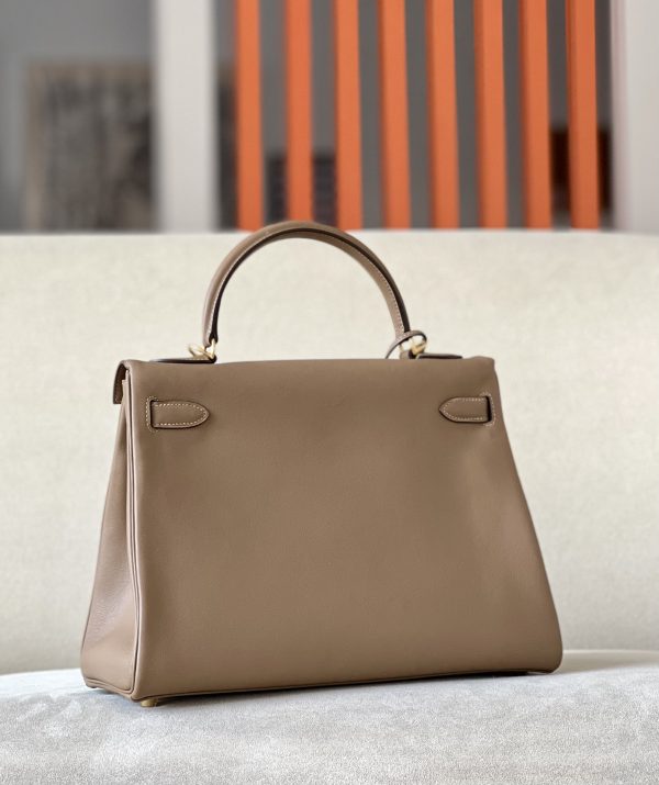 Kelly 35 Swift Beige De Weimar (D0) Gold Hardware - Image 2