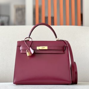 Kelly 32 Box Rouge H (55) Gold Hardware