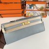 Kelly Cut 31 Epsom Bleu Lin (J7) Gold Hardware