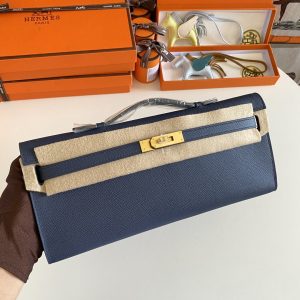 Kelly Cut 31 Epsom Blue Saphir (73) Gold Hardware
