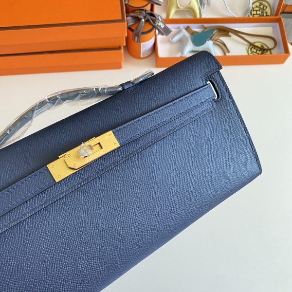 Kelly Cut 31 Epsom Blue Saphir (73) Gold Hardware - Image 5