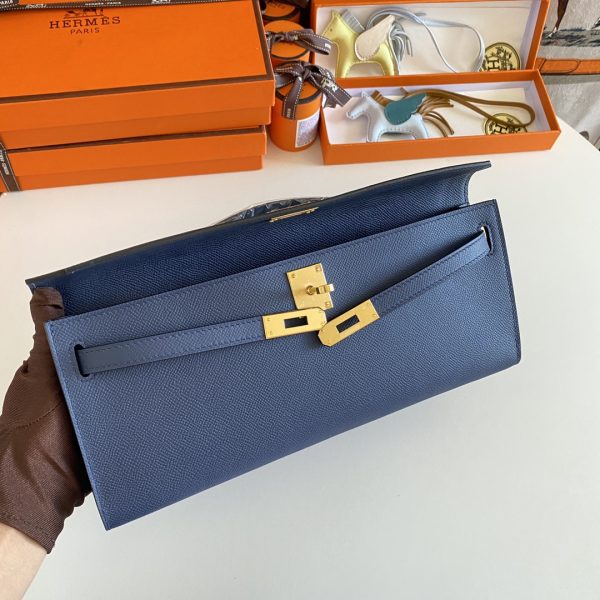 Kelly Cut 31 Epsom Blue Saphir (73) Gold Hardware - Image 3