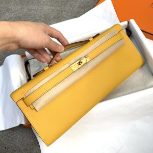 Kelly Cut 31 Epsom Jaune Amber  (9D) Palladium Hardware