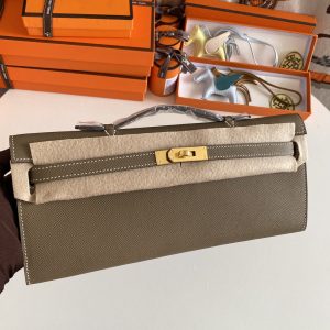 Kelly Cut 31 Epsom Etoupe (18) Gold Hardware