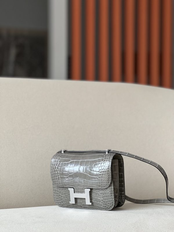 Constance 19 Shiny Alligator Gris Tourterelle (81) Palladium Hardware - Image 3