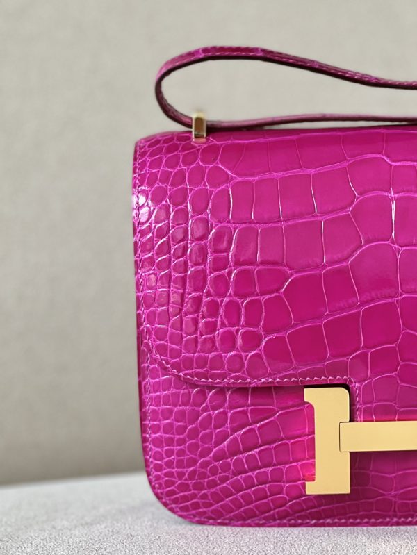 Constance 19 Shiny Alligator Rose Sheherazade (J5) Palladium Hardware - Image 11