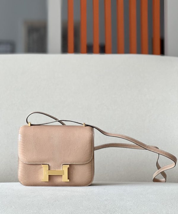 Constance 19 Lizard Beige Sable(1I) And Ficelle (17) Palladium Hardware