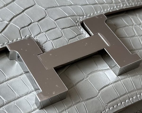 Constance 19 Matte Alligator Gris Perle(80) Palladium Hardware - Image 9