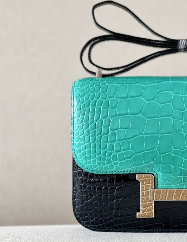 Constance 19 HSS Matte Alligator Vert Jade (O6),Vert Cypres(6O)  And Beige Sable(1I)  Crocs Hardware - Image 5