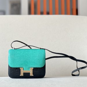 Constance 19 HSS Matte Alligator Vert Jade (O6),Vert Cypres(6O)  And Beige Sable(1I)  Crocs Hardware