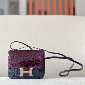 Constance 19 HSS Matte Alligator Blue Encre (M3) ,Cassis(N5) And Beige Sable(1I) Crocs Hardware