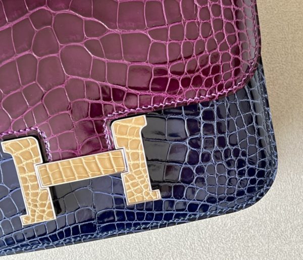 Constance 19 HSS Matte Alligator Blue Encre (M3) ,Cassis(N5) And Beige Sable(1I) Crocs Hardware - Image 7