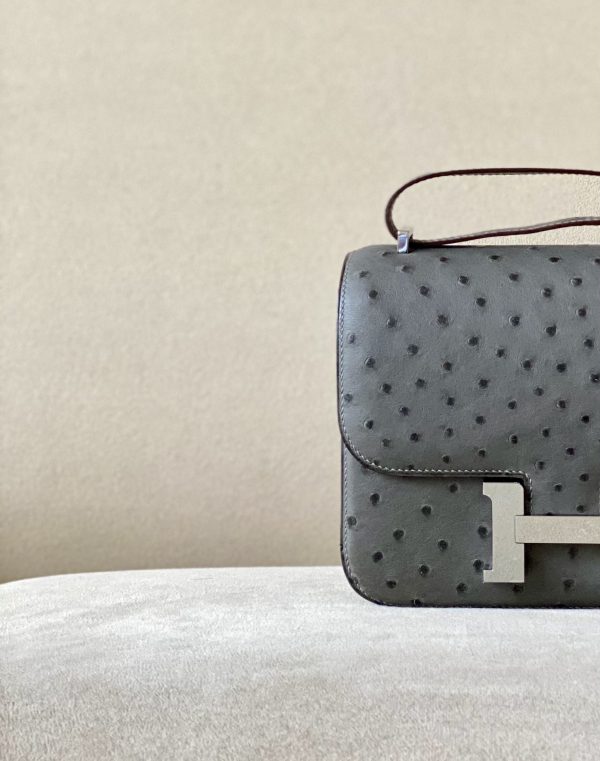 Constance 19 Ostrich Gris Asphalte (M8) Palladium Hardware - Image 11