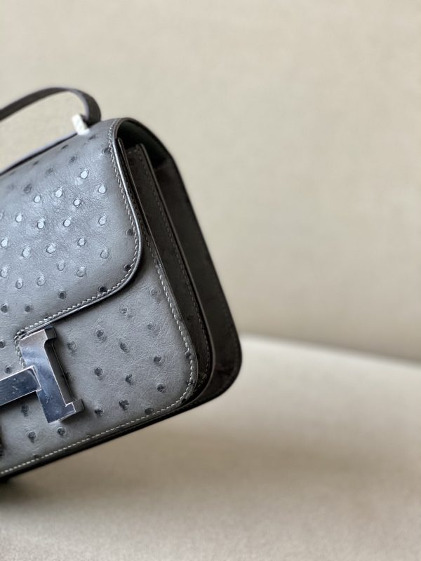 Constance 19 Ostrich Gris Asphalte (M8) Palladium Hardware - Image 10