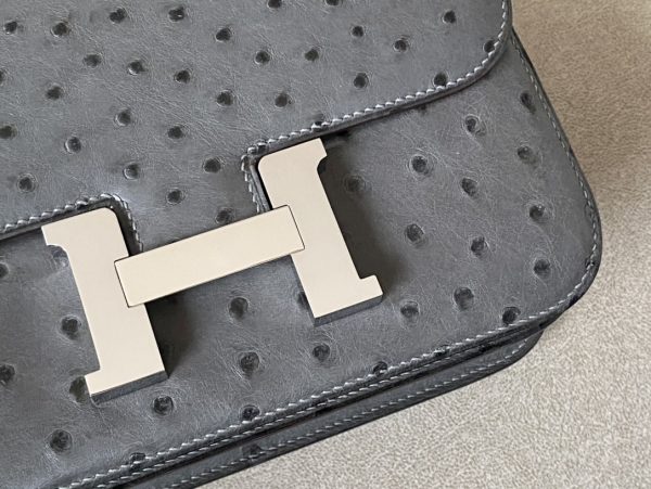 Constance 19 Ostrich Gris Asphalte (M8) Palladium Hardware - Image 9