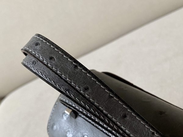 Constance 19 Ostrich Gris Asphalte (M8) Palladium Hardware - Image 8