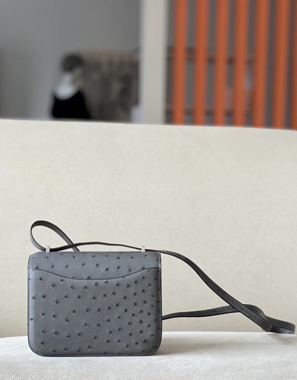 Constance 19 Ostrich Gris Asphalte (M8) Palladium Hardware - Image 3