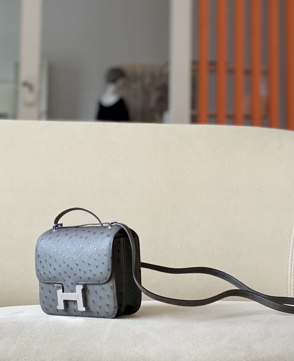 Constance 19 Ostrich Gris Asphalte (M8) Palladium Hardware - Image 2