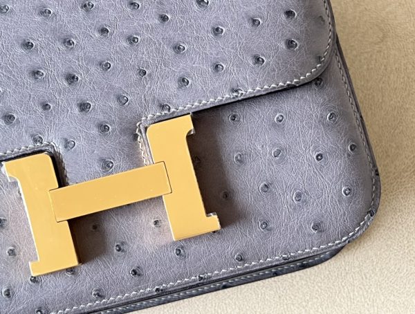 Constance 19 Ostrich Gris Agate (82) Gold Hardware - Image 9