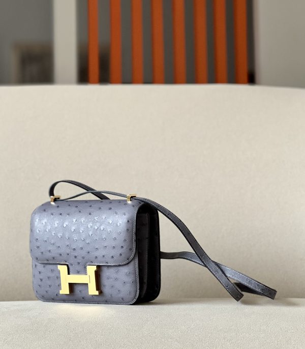 Constance 19 Ostrich Gris Agate (82) Gold Hardware - Image 2