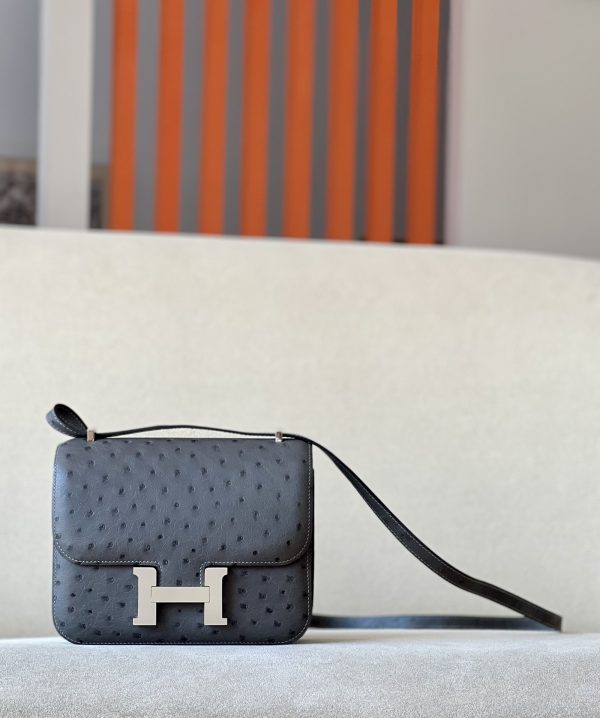 Constance 19 Ostrich Graphite  (88) Palladium Hardware