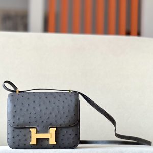 Constance 19 Ostrich Graphite  (88) Gold Hardware