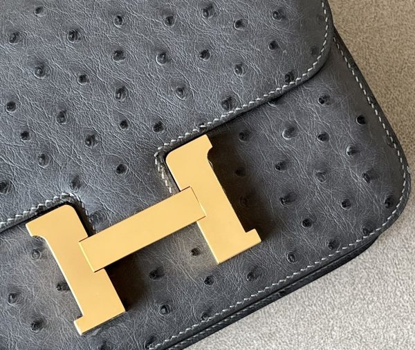 Constance 19 Ostrich Graphite  (88) Gold Hardware - Image 10