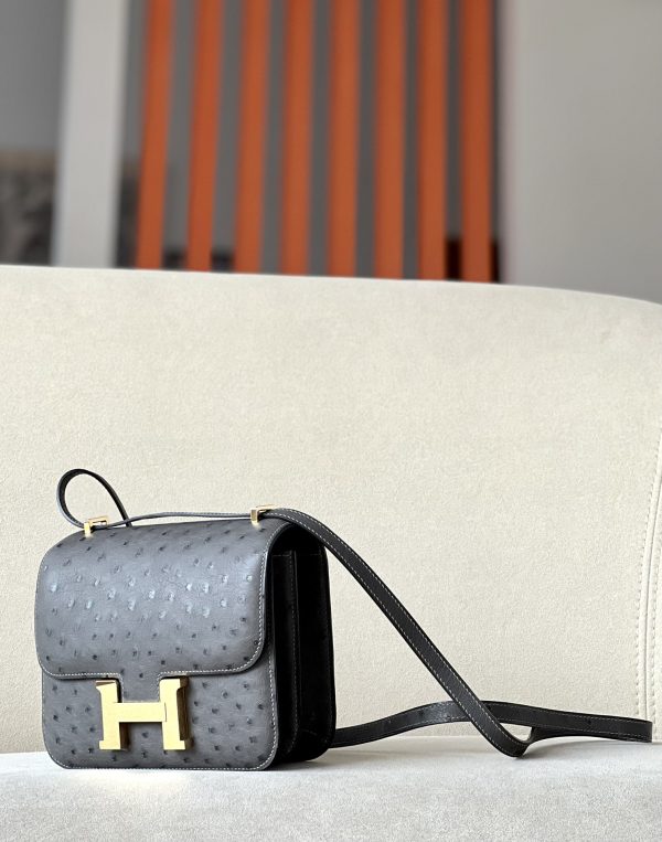 Constance 19 Ostrich Graphite  (88) Gold Hardware - Image 2