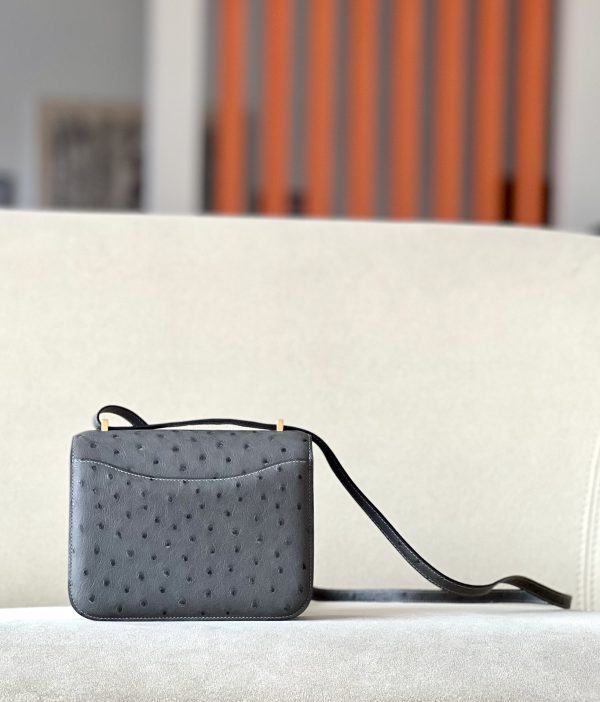 Constance 19 Ostrich Graphite  (88) Gold Hardware - Image 3
