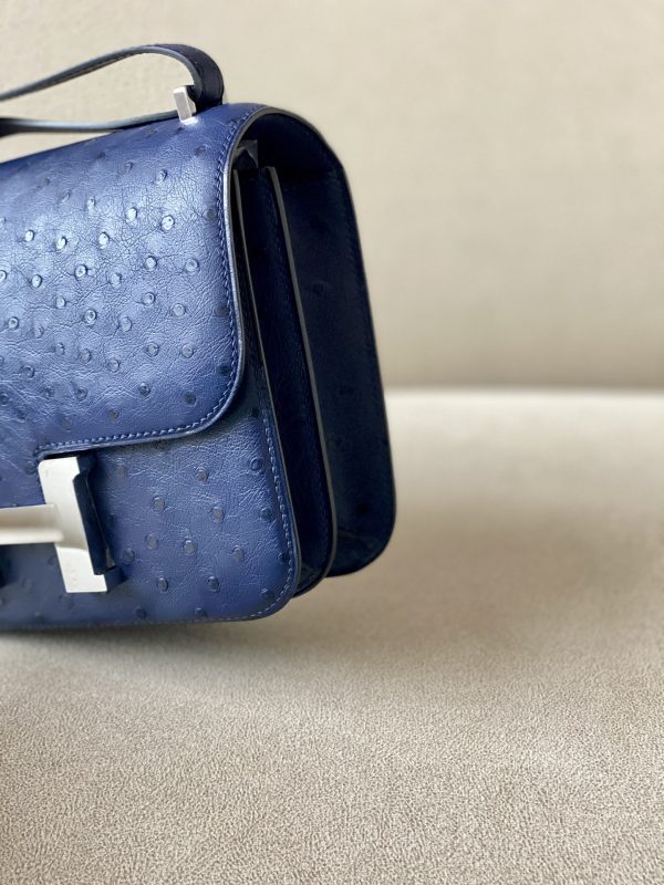 Constance 19 Ostrich Bleu Iris (77) Palladium Hardware - Image 10