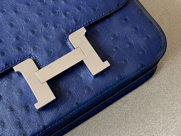 Constance 19 Ostrich Bleu Iris (77) Palladium Hardware - Image 9