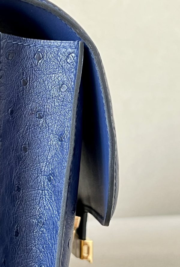 Constance 19 Ostrich Bleu Iris (77) Gold Hardware - Image 10
