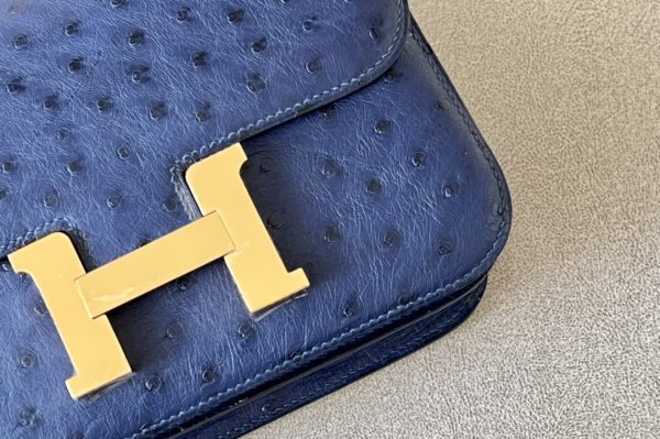Constance 19 Ostrich Bleu Iris (77) Gold Hardware - Image 7