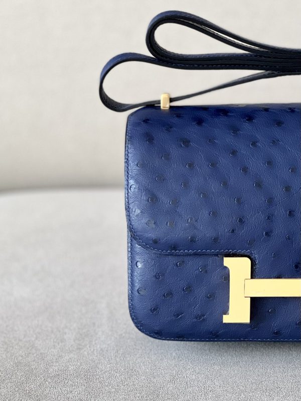 Constance 19 Ostrich Bleu Iris (77) Gold Hardware - Image 6