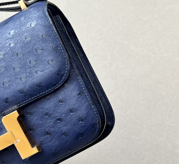 Constance 19 Ostrich Bleu Iris (77) Gold Hardware - Image 5