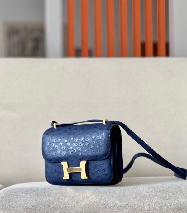 Constance 19 Ostrich Bleu Iris (77) Gold Hardware - Image 3