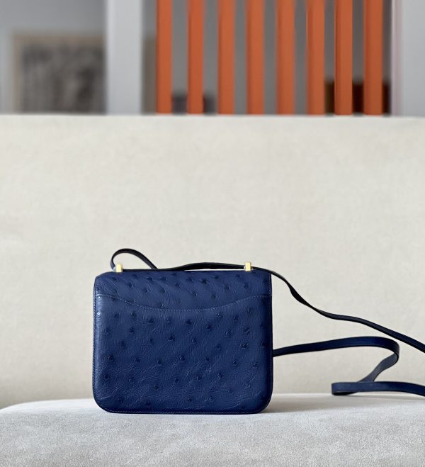 Constance 19 Ostrich Bleu Iris (77) Gold Hardware - Image 2