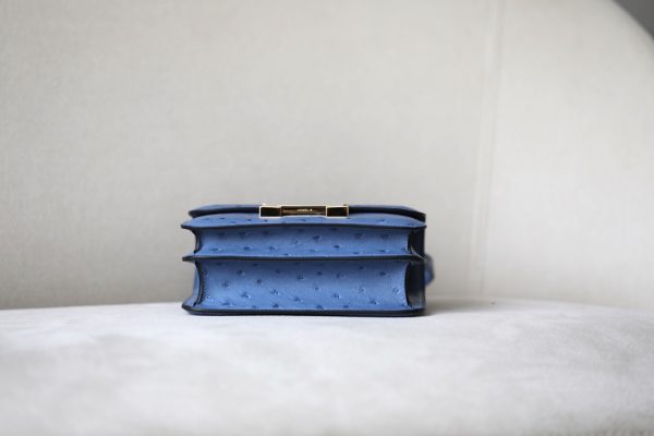 Constance 19 Ostrich Bleu Hydra (T7) Gold Hardware - Image 5