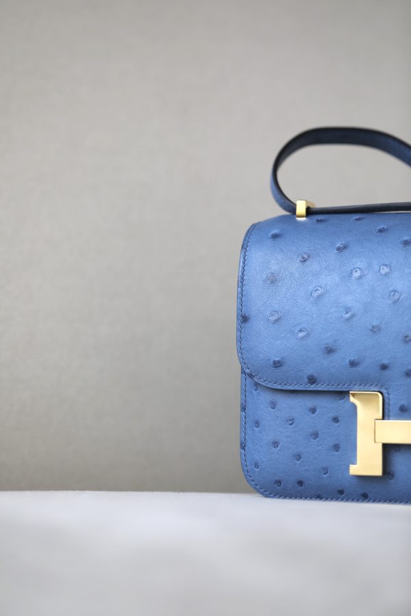 Constance 19 Ostrich Bleu Hydra (T7) Gold Hardware - Image 4