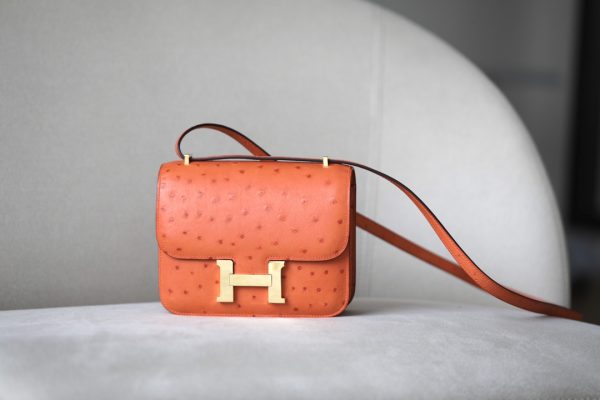 Constance 19 Ostrich Orange (93) Gold Hardware
