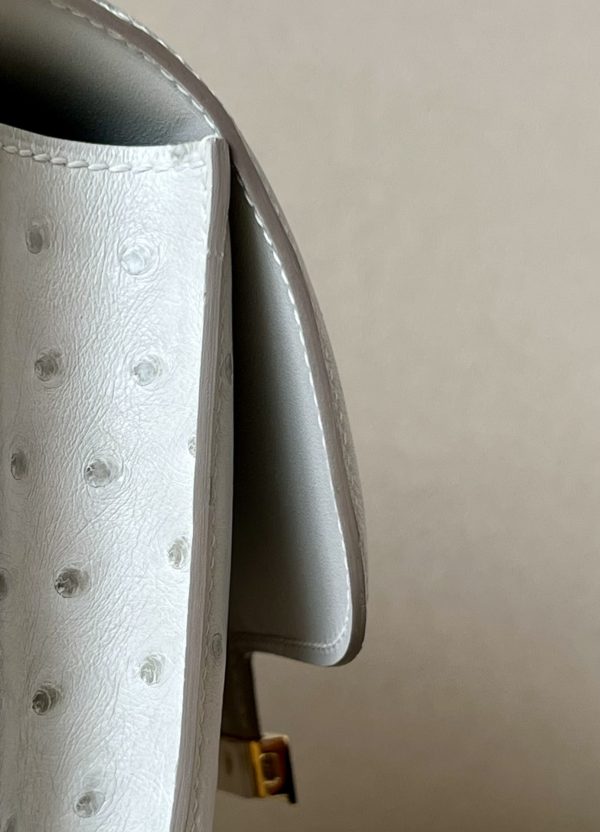 Constance 19 Ostrich Gris Perle (80) Gold Hardware - Image 10